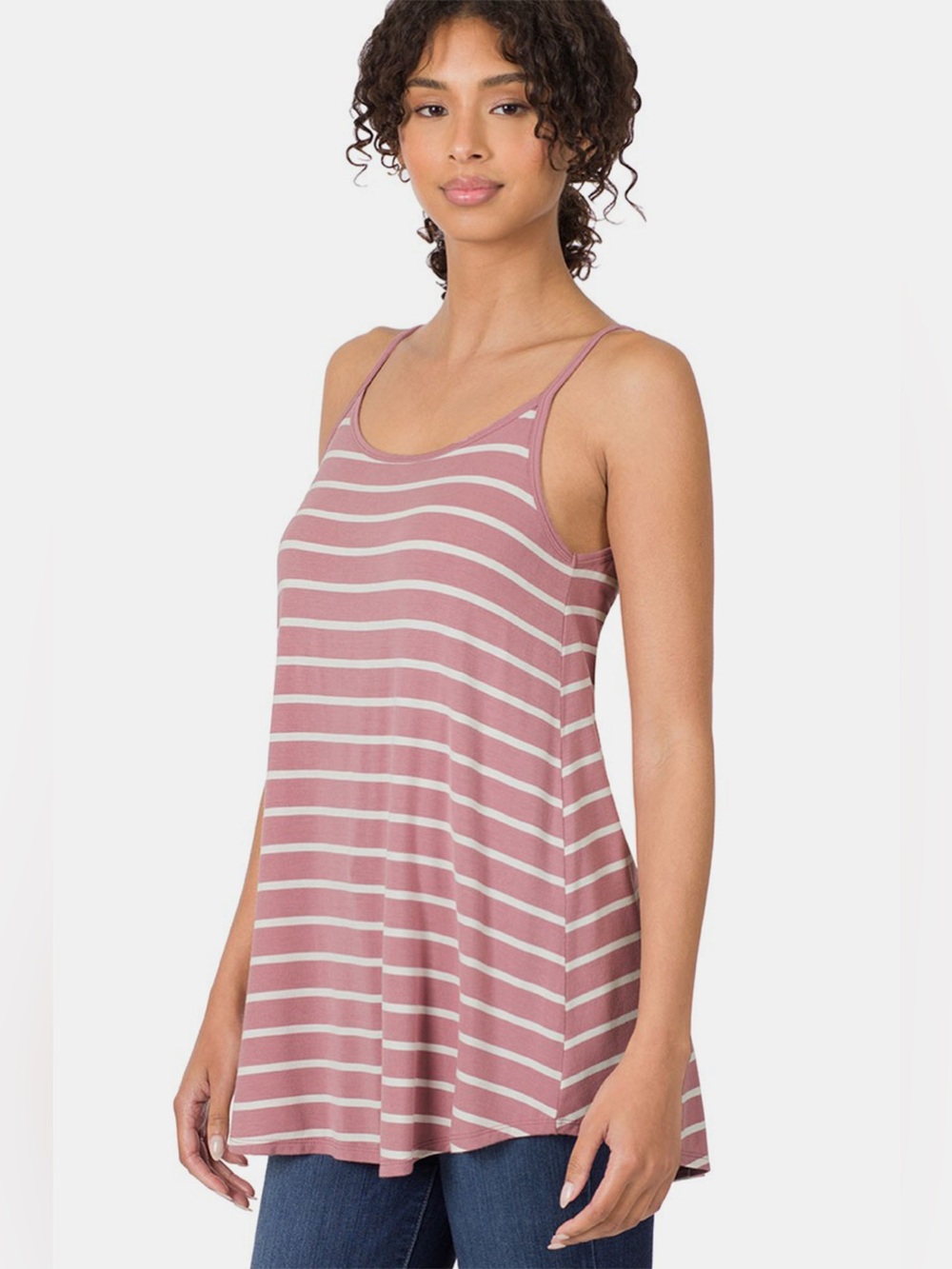 Zenana Striped Curved Hem Cami